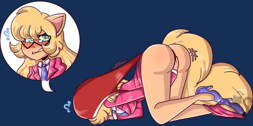 annoyed anthro ass_up atomic_wedgie blush clothing embarrassed female footwear high_heels panties red_clothing red_panties red_underwear shoes solo touching_pussy underwear wedgie wedgie_fetish flavoredsass hanna-barbera swat_kats callie_briggs felid mammal absurd_res alpha_channel hi_res