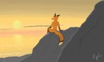 anthro cloud golden_hour kepler_foxxo male relaxing rock seaside sitting solo sunset wave canid canine fox mammal 5:3 hi_res