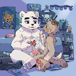 anthro balls bedroom brown_body brown_fur condom detailed_background duo erection fur genitals humanoid_genitalia humanoid_penis inside kemono male male/male musical_instrument paws penis sexual_barrier_device white_body white_fur rokuyon aggretsuko sanrio fenneko haida_(aggretsuko) retsuko shirota_(aggretsuko) bear hyena mammal polar_bear spotted_hyena ursine 2020