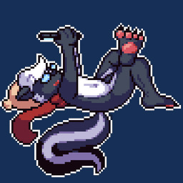 anthro belly black_penis electronics eyewear genitals glasses hair lying male mostly_nude navel pawpads penis phone scarf skunk_tail solo white_belly white_hair yulsbolts skunk_in_scarf mammal mephitid skunk 1:1 2025 alpha_channel low_res
