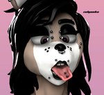 anthro black_eyeshadow black_hair black_lips brown_body brown_eyes eyebrow_piercing eyeshadow facial_piercing female hair heart-shaped_pupils lips machine makeup nose_piercing open_mouth piercing pink_background simple_background solo tongue tongue_out tongue_piercing zelyonka five_nights_at_freddy's scottgames angelina_(zelyonka) fan_character animatronic lagomorph leporid mammal rabbit robot robot_anthro 3d_(artwork) digital_media_(artwork) hi_res source_filmmaker_(artwork) watermark