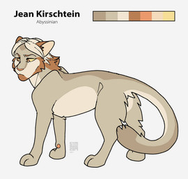 ambiguous_gender blonde_hair feral feral_with_hair feralized fur hair orange_body orange_eyes orange_fur simple_background solo tan_body tan_fur white_background yellow_sclera silveyytm attack_on_titan jean_kirstein abyssinian_cat domestic_cat felid feline felis mammal 2019