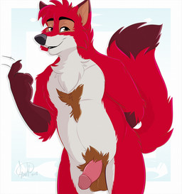 anthro balls beckoning bedroom_eyes brown_body brown_fur chest_tuft fingers fur genitals gesture glans half-erect head_tuft humanoid_genitalia humanoid_penis male motion_lines narrowed_eyes nude nude_male penis red_body red_fur seductive simple_background slightly_chubby smile smiling_at_viewer solo standing tail tuft white_body white_fur kwik_(artist) kody_rowan_(character) canid canine fox mammal red_fox true_fox 2018 portrait three-quarter_portrait