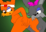 anthro duo female female/female fingering interspecies sex unknown_artist international_moron_patrol ginny meglif canid canine domestic_cat felid feline felis fox mammal