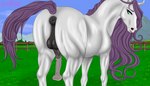 animal_genitalia animal_penis anus balls blue_eyes butt equine_anus equine_genitalia equine_penis feral genitals grass_plain hair horse_tail long_mane male mane outside penis puffy_anus purple_hair purple_mane purple_tail rear_view solo tail vein veiny_balls white_body oniblonde equid equine horse mammal absurd_res hi_res