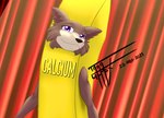 anthro centrum_costume clothing costume female food food_costume fur solo tail vitamin vitamin_costume what taka_studio beastars centrum juno_(beastars) canid canine canis mammal wolf hi_res