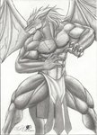 5_fingers abs anthro big_muscles clothed clothing crotch_apron dark_nipples fingers hair huge_muscles jewelry male membrane_(anatomy) membranous_wings muscular muscular_anthro muscular_male muscular_thighs necklace no_pupils pecs solo tail topless topless_male vein veiny_muscles veiny_wings wings cylnx european_mythology mythology azure_ebonwing dragon mythological_creature mythological_scalie scalie western_dragon 2012 hi_res