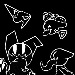 ambiguous_gender anal_beads aroused_smile artificial_intelligence buttplug group looking_at_viewer nude pawpads paws plug_(sex_toy) semi-anthro sex_toy smile static tongue tongue_out transformation tangle_(artist) catfood_(character) digital_creature domestic_cat felid feline felis mammal 1:1 monochrome