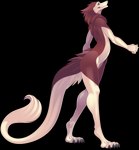 4_toes 5_fingers ambiguous_anthro ambiguous_gender anthro blue_eyes brown_body brown_fur featureless_crotch feet fingers fur nude simple_background solo tail toes transparent_background walking white_body white_fur rudragon sergal 2022 alpha_channel digital_media_(artwork)