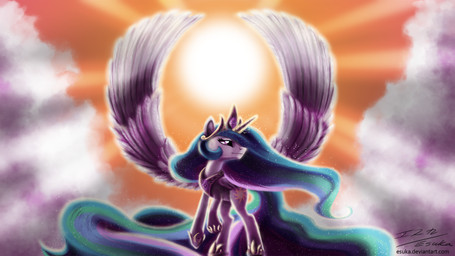 cloud crown cutie_mark feathered_wings feathers female feral gold_(metal) hair headgear horn jewelry light light_beam multicolored_hair necklace outside princess quadruped royalty sky skyscape solo sparkles sun sunbeam sunlight tail white_body white_feathers wings esuka friendship_is_magic hasbro my_little_pony mythology princess_celestia_(mlp) equid equine mammal mythological_creature mythological_equine winged_unicorn 16:9 hi_res widescreen