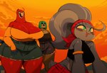 anthro big_breasts big_butt blue_body blue_feathers breasts brown_body brown_fur butt feathers female fur group huge_breasts huge_butt medium_breasts non-mammal_breasts overweight overweight_female red_body red_feathers sunset thick_thighs trio wide_hips sssonic2 katie_(sssonic2) nella_(sssonic2) tango_(sssonic2) avian bird mammal parrot pilosan sloth xenarthran 2025 hi_res