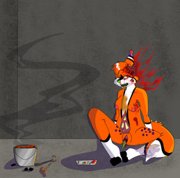 anthro basement blood bodily_fluids branding female forced gore gore_focus holidays hot_coals kidnapping rape sex sexual_assault snuff solo vomit pepsiwolf6945_(artist) halloween canid canine fox mammal absurd_res hi_res