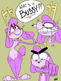 anthro antlers blush bodily_fluids clenched_teeth dialogue drooling fingers fur gesture hand_gesture horn looking_up male multicolored_body multicolored_fur nude open_mouth pointing pointing_down purple_body purple_fur saliva simple_background smile solo standing teeth text two_tone_body two_tone_fur snooters bedfellows fatigue_(bedfellows) jackalope lagomorph mammal 3:4 digital_media_(artwork) english_text hi_res