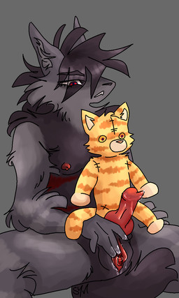 animal_genitalia animal_penis anthro arm_tuft black_body black_fur black_hair bodily_fluids canine_genitalia canine_penis cat_plushie cheek_tuft elbow_tuft facial_tuft fur genital_fluids genitals grey_background grey_body grey_fur grey_stripes hair humanoid_genitalia humanoid_hands humanoid_vulva intersex knot maleherm markings masturbation neck_tuft nipples open_mouth orange_body orange_eyes orange_fur orange_stripes penis plushie plushophilia precum red_eyes red_nipples red_stripes shoulder_tuft simple_background solo spread_legs spreading stitch_(sewing) striped_body striped_fur striped_markings stripes tail triangle_nose tuft vaginal_fluids vulva yellow_body yellow_fur rhapsody_tenrai rhapsody_tenrai_(character) canid canine canis mammal wolf 2025 3:5 digital_drawing_(artwork) digital_media_(artwork) hi_res signature nonbinary_(lore) trans_(lore)