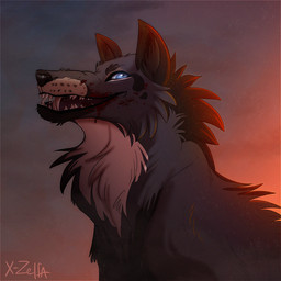 black_nose blood blue_eyes bodily_fluids feral fur grey_body grey_fur open_mouth solo teeth tongue white_body white_fur x-zelfa zelfa canid canine canis mammal wolf 1:1 2015 digital_media_(artwork)