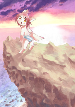 anthro beach blue_clothing blue_panties blue_underwear blush bottomwear brown_hair cliff clothed clothing cloud detailed_background female hair high_place looking_back open_mouth outside panties panties_only pattern_bottomwear pattern_clothing pattern_panties pattern_underwear rocky_shore sand scenic_view sea seaside short_hair sky solo striped_bottomwear striped_clothing striped_panties striped_underwear stripes sun sunset tail topless underwear underwear_only water white_clothing white_panties white_underwear young young_anthro young_female unknown_artist mammal unknown_species hi_res