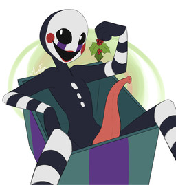 abstract_background accidental_holly big_penis black_body black_sclera box button_(fastener) container genitals gift_box holding_holly holly_(plant) huge_penis looking_at_viewer lounging machine male open_mouth open_smile penis plant smile solo tapering_penis text white_eyes mandyfoxy five_nights_at_freddy's five_nights_at_freddy's_2 scottgames marionette_(fnaf) animatronic humanoid robot robot_humanoid 2025 absurd_res artist_name digital_drawing_(artwork) digital_media_(artwork) hi_res signature