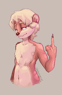 anthro blonde_hair chest_tuft gesture hair hand_gesture male middle_finger nude smug smug_face solo tuft silverhawkpx45 nova_(otterlynova) mammal mustelid otter hi_res