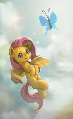 blush cloud cutie_mark feathered_wings feathers female feral flying fur green_eyes hair looking_at_viewer outside pink_hair sky smile solo spread_wings sun wings yellow_body yellow_feathers yellow_fur mrs1989 friendship_is_magic hasbro my_little_pony mythology fluttershy_(mlp) arthropod butterfly equid equine insect lepidopteran mammal mythological_creature mythological_equine pegasus 2015 absurd_res hi_res