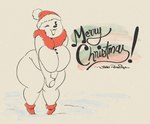 big_breasts black_lipstick breasts button_(fastener) christmas_clothing christmas_headwear clothing exclamation_point eyelashes female fleischer_style_toon footwear fur hand_holding hands_together hat headgear headwear holidays knock-kneed lipstick looking_at_viewer makeup merry_christmas one_eye_closed open_mouth pie_cut_eyes red_scarf santa_hat scarf shoes shoulders_raised snow snowman snowwoman solo standing standing_in_snow text toony wide_hips wink winking_at_viewer joaoppereiraus christmas elemental_creature humanoid mineral_fauna snow_creature snowman_(species) 2023 digital_drawing_(artwork) digital_media_(artwork) hi_res watermark