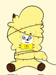 anthro cable dizzy female fur horn lights solo white_body wool_(fur) yellow_body yellow_fur yellow_wool vanillabeangoat button_(vanillabeangoat) bovid caprine mammal sheep 3:4 hi_res