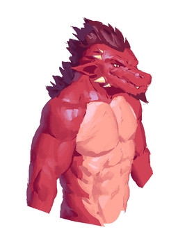 anthro athletic athletic_anthro athletic_male closed_smile countershade_torso countershading facial_hair facial_spikes front_view goatee hair humanoid_pointy_ears looking_aside male mouth_closed multicolored_body nude nude_anthro nude_male overbite pointy_ears red_body red_facial_hair red_goatee red_hair simple_background smile snout solo spikes spikes_(anatomy) tan_body tan_countershading two_tone_body white_background yellow_eyes kingarthur_i lizard reptile scalie 2023 digital_drawing_(artwork) digital_media_(artwork) half-length_portrait portrait