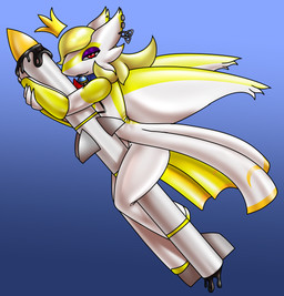 alternate_species anthro bedroom_eyes black_latex blonde_hair ear_piercing eyeshadow female hair latex liquid_latex looking_at_viewer makeup missile multicolored_body narrowed_eyes piercing pseudo_clothing purple_eyeshadow red_eyes seductive solo two_tone_body white_latex wings yellow_latex koekoek nintendo pokemon daffodil_squeaks_(character) generation_3_pokemon latex_creature latios legendary_pokemon pokemon_(species) 2026 hi_res