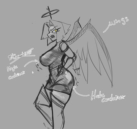 big_breasts big_butt bob_cut boots breasts butt clothing curvy_figure dress eyelashes eyelashes_through_hair feathered_wings feathers female footwear hair halo hand_on_hip looking_at_viewer not_furry open_mouth shoes short_hair solo text thick_thighs translucent translucent_hair voluptuous voluptuous_female voluptuous_humanoid wide_hipped_female wide_hipped_humanoid wide_hips wings chervyarts evil_container hazbin_hotel hellaverse lute_(hazbin_hotel) angel angel_humanoid humanoid winged_humanoid 2025 black_and_white english_text hi_res meme monochrome