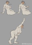 4_toes anthro bent_over breast_grab breasts feet foreskin gender_transformation genitals grey_background gynomorph hand_on_breast human_to_anthro humanoid_genitalia humanoid_penis intersex mid_transformation mtg_transformation mti_transformation nipples nude partially_retracted_foreskin penis simple_background solo species_transformation standing toes transformation weight_gain bonktubaroa humanoid hi_res