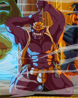green_body green_skin group male muscular muscular_humanoid muscular_male nipples trio tuskbuddy tuskbuddy_exchange rickleone orctober humanoid orc