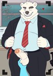 ball_grab balls clothing first_person_view foreskin genitals office owo penis peto_(peto3001) slightly_chubby spanish viewer_hand work_uniform thehiddenperv bear mammal polar_bear ursine absurd_res hi_res