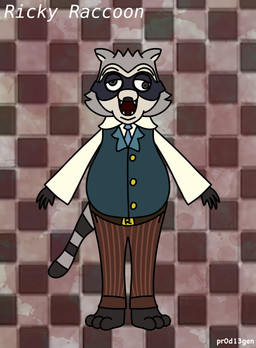 anthro clothing eyemask eyewear fur grey_body grey_fur machine male necktie solo suit kairitehbunni animatronic mammal procyonid raccoon robot hi_res tagme