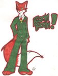 2009 anthro barefoot basil_brush bottomwear canid canine clothed clothing dipstick_tail dress_shirt english_text feet fox full-length_portrait fur green_bottomwear green_clothing green_eyes green_pants green_suit hi_res indigo-kitsune male mammal marker_(artwork) markings multicolored_body multicolored_fur one_eye_closed pants pocket_square portrait red_body red_fox red_fur red_tail shirt signature simple_background solo standing suit suit_jacket tail tail_markings text topwear traditional_media_(artwork) true_fox two_tone_body two_tone_fur two_tone_tail white_background white_body white_fur white_tail