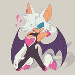 anthro bat_ears bat_wings bedroom_eyes black_clothing blue_eyes blue_eyeshadow blue_makeup bodysuit boots bulge chest_window clothing crossgender ear_piercing ear_ring eyeshadow fangs femboy flirting_look footwear ftm_crossgender fur gloves green_eyes hair hair_over_eye half-closed_eyes handwear heart_symbol high_heeled_boots high_heels kneeling looking_at_viewer makeup male membrane_(anatomy) membranous_wings narrowed_eyes pecs piercing pose ring_piercing seductive sexy_eyes shoes simple_background skinsuit skintight_bodysuit skintight_suit smile smirk solo tan_body tan_skin teeth tight_clothing white_body white_fur wings nkasmia sega sonic_the_hedgehog_(series) rogue_the_bat_(nikkikaji) rouge_the_bat bat mammal 1:1 colored full-length_portrait hi_res pinup portrait shaded