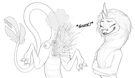 2_horns 3_toes 4_fingers animal_genitalia animal_vulva anus arms_around_chest bodily_fluids bulging_anus butt claws excessive_urine eyebrows eyelashes eyes_closed fart fart_cloud fart_joke feet female feral fingers genital_fluids genitals googly_eyes grin horn humor laugh long_tail mane nude peeing presenting presenting_anus presenting_hindquarters presenting_vulva puffy_anus puffy_vulva smile smirk snerk solo sound_effects tail text toe_claws toes urine urine_spray urine_stream vulva pineconemonkey disney mythology raya_and_the_last_dragon sisu_(ratld) aquatic aquatic_dragon dragon eastern_dragon mythological_creature mythological_scalie scalie 2026 absurd_res hi_res monochrome sketch