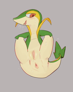 anus blush blush_lines blush_stickers bodily_fluids female feral genitals green_body green_skin grey_background half-closed_eyes head_to_side holding_both_legs inner_labia leaf leaf_tail looking_back narrowed_eyes open_mouth open_smile pink_anus pink_inner_labia pink_vulva presenting presenting_anus presenting_vulva red_eyes simple_background smile snout solo spread_legs spreading steamy_breath sweat sweaty_body sweaty_face sweaty_legs sweaty_thighs tail thick_tail vulva solterv nintendo pokemon generation_5_pokemon pokemon_(species) snivy 2026 absurd_res hi_res