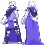 0r0ch1 2015 4_toes 5_fingers ambiguous_gender anthro asriel_dreemurr_(god_form) biped black_sclera blue_clothing blue_footwear blue_high_heels boots boss_monster_(undertale) bovid caprine clothed clothing digital_media_(artwork) dress feet femboy fingers footwear front_and_back front_view fur hi_res high_heeled_boots high_heels horn legwear long_ears mammal markings multiple_angles pupils rear_view robe shoes simple_background slit_pupils solo standing thigh_boots thigh_highs toes undertale undertale_(series) white_body white_eyes white_fur wide_hipped_male wide_hips