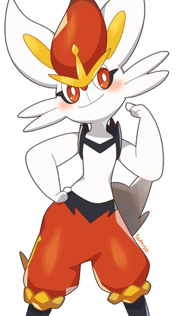 ambiguous_gender pose solo standing sumiso nintendo pokemon cinderace generation_8_pokemon pokemon_(species) hi_res source_request unavailable_at_source