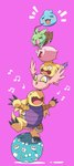 anthro balancing ball blush bodily_fluids crying group musical_note musical_symbol scared symbol tears op7804620 bandai_namco digimon armadillomon digimon_(species) minomon nyaromon tokomon hi_res