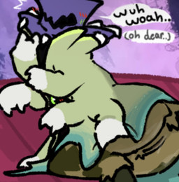 anthro blush blush_lines butt dialogue female genitals presenting presenting_hindquarters presenting_vulva scallyrags teratophilia vulva nakeilyar big_blue_bubble my_singing_monsters