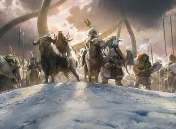 anthro armor army axe backlighting battle_axe cloud front_view group holding_object holding_weapon horn light low-angle_view mace melee_weapon pike_(weapon) polearm riding sky snow spear standing straddling temur weapon jaime_jones hasbro magic:_the_gathering wizards_of_the_coast ainok bovid canid canine caprine felid mammal prehistoric_species saber-toothed_tiger better_version_at_source lighting official_art