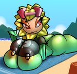 :3 areola beach beach_towel big_breasts breasts butt clothing eyewear female flower goggles green_body green_breasts green_skin nipples not_furry orange_areola orange_nipples outside plant red_eyes seaside shirt solo topwear towel water doregami electronic_arts plants_vs._zombies plants_vs._zombies_heroes popcap_games solar_flare_(pvz) elemental_creature elemental_humanoid flora_fauna flower_creature humanoid plant_humanoid sunflower_(pvz) 2022 hi_res