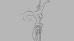 16:9 2019 anthro breasts canid canine digital_drawing_(artwork) digital_media_(artwork) female fox grey_background hair licking mammal monochrome multi_breast nipples nude pole side_view simple_background snout solo stripper_pole tail tongue tongue_out upside_down watsup widescreen