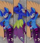 3_eyes 3_fingers 4_toes anklet anthro arm_warmers armwear avian_feet beak biped blep blue_body blue_feathers chest_tuft claws clothing curling_toes dakimakura digitigrade erection feathered_arms feathered_wings feathers featureless_crotch feet fingers floral_pattern genitals green_body green_eyes green_feathers hand_behind_head hand_on_hip jewelry legwear looking_at_viewer looking_back looking_back_at_viewer male multi_eye narrowed_eyes nude orange_body orange_feathers paws peacock_feather penis presenting presenting_penis purple_body purple_feathers rear_view seductive simple_background smile spread_toes stockings tail talons tapering_penis text toes tongue tongue_out tuft winged_arms wings beanthusiast blender_cycles sasithya avian bird chipori galliform humanoid peafowl phasianid 3d_(artwork) blender_(artwork) dakimakura_design digital_media_(artwork) english_text hi_res multiple_images