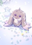 anthro beady_eyes brown_body brown_fur chibifur fur horn long_ears male scarf snow snowman yuri_arisato bandai_namco digimon digimon_(species) lopmon