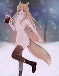 alcohol animal_ears beverage black_boots black_clothing black_footwear black_legwear black_stockings blonde_hair boots bottomless breasts cinnamon_(spice) clothed clothing coat eyebrows eyelashes feet female female_humanoid footwear fox_ears hair hot_drink humanoid_feet humanoid_hands legwear mostly_nude mostly_nude_female mulled_wine plantigrade red_clothing red_coat red_eyes red_topwear scarf shoes smile smiling_at_viewer snow solo stockings tail topless topwear wine winter erroten spice_and_wolf holo_(spice_and_wolf) animal_humanoid canid canid_humanoid canine canine_humanoid humanoid mammal mammal_humanoid wolf_humanoid absurd_res hi_res