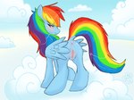 anus butt cloud cloudsdale female feral genitals hair humanoid_genitalia humanoid_genitalia_on_feral humanoid_pussy multicolored_hair pussy quadruped rainbow_hair raised_tail sky skyscape solo tail tail_anus wings blondefoxy friendship_is_magic hasbro my_little_pony mythology rainbow_dash_(mlp) equid equine horse mammal mythological_creature mythological_equine pegasus 4:3