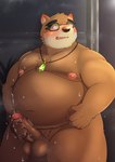 anthro balls belly big_belly blush bodily_fluids erection eyewear foreskin genitals glasses humanoid_genitalia humanoid_hands humanoid_penis kemono male masturbation moobs nipples overweight overweight_male penis solo sweat udontarai lifewonders tokyo_afterschool_summoners volos_(tas) bear mammal 2024 absurd_res hi_res