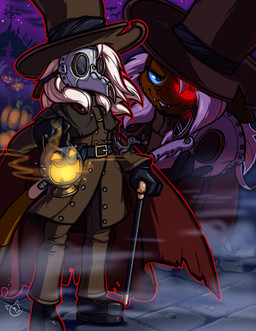 alternative_fashion anthro blue_eyes blue_sclera bottomwear brown_body brown_fur cane cape cemetery clothing cosplay fog footwear fur gloves glowing glowing_eyes hair half-closed_eyes handwear hat headgear headwear holidays lamp lantern long_hair looking_at_viewer male multicolored_body multicolored_fur narrowed_eyes outside pants plague_doctor shoes smile solo standing steampunk topwear two_tone_body two_tone_fur vest white_body white_fur white_hair conditional_dnp teckworks halloween nintendo pokemon percy_(teckworks) domestic_cat felid feline felis generation_7_pokemon mammal pokemon_(species) salazzle siamese_cat