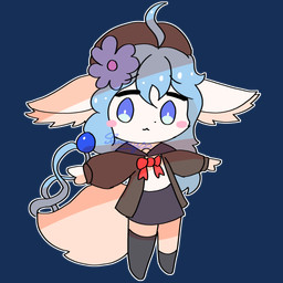 anthro asian_clothing beret big_tail black_clothing black_footwear black_socks blue_bottomwear blue_clothing blue_eyes blue_hair blue_skirt blush bottomwear brown_clothing brown_hat brown_headwear brown_topwear chibi clothed clothing east_asian_clothing female flower_accessory footwear fully_clothed fur hair hat headgear headwear inner_ear_fluff japanese_clothing japanese_school_uniform looking_at_viewer red_ribbon school_uniform serafuku simple_background skirt socks standing tail topwear transparent_background tuft uniform white_body white_ears white_fur white_inner_ear_fluff white_tail young young_anthro young_female conditional_dnp xammyxx keiko_(xammyxx) arctic_fox canid canine fox mammal true_fox 1:1 2025 absurd_res alpha_channel digital_media_(artwork) hi_res ibispaint_(artwork) shaded signature watermark